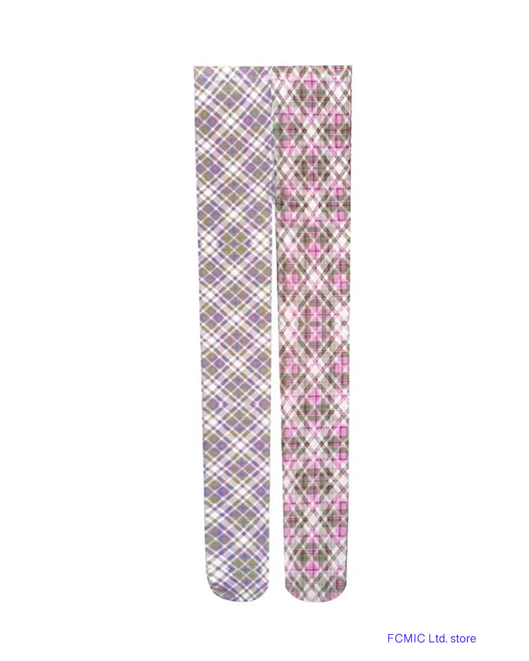 Asymmetric Argyle Cottagecore Printed Tights 02