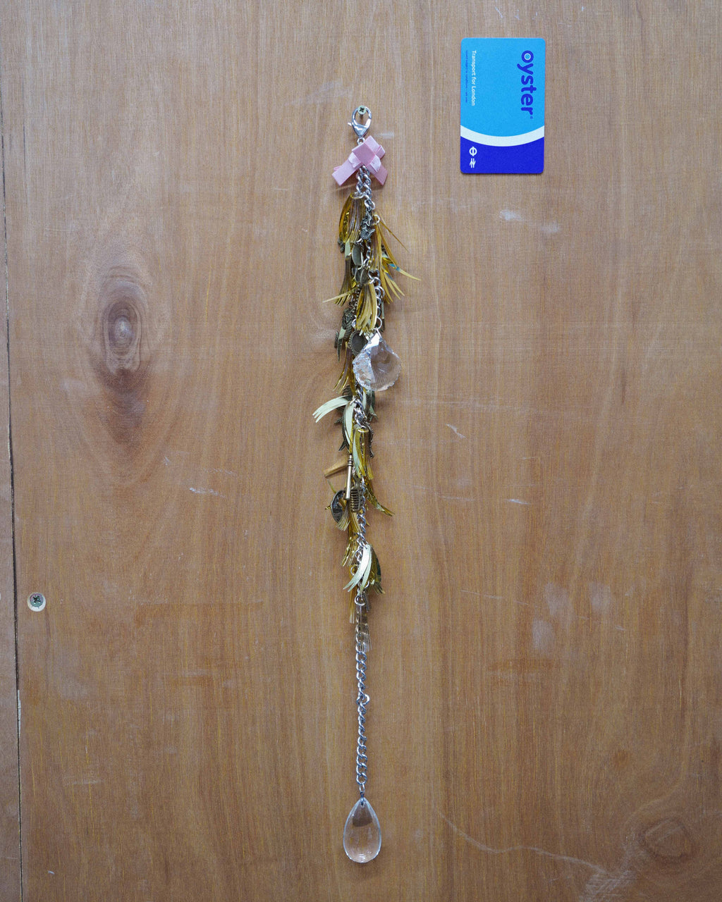 Antique Gold Metallic Feather Artisan Keychain - Long 04