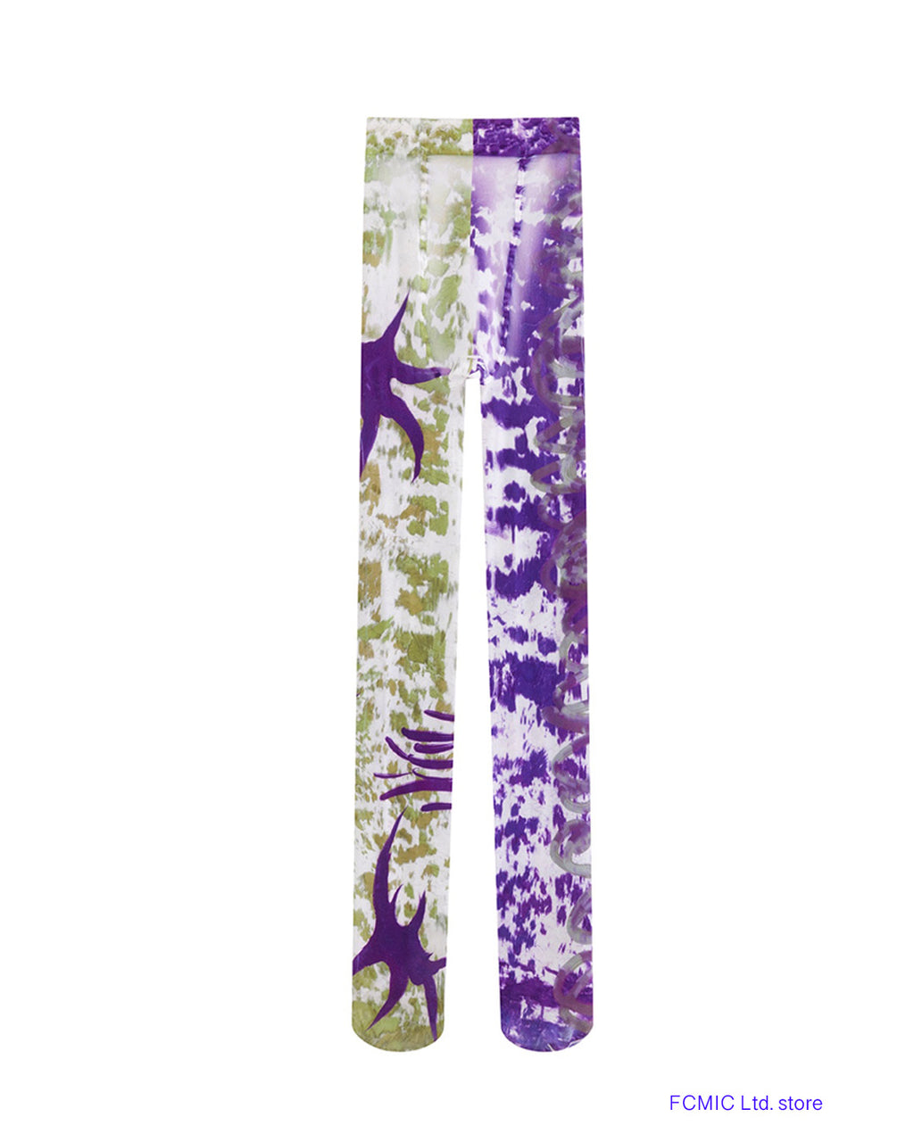 White Canvas Pollock Semi-sheer Printed Tights 01