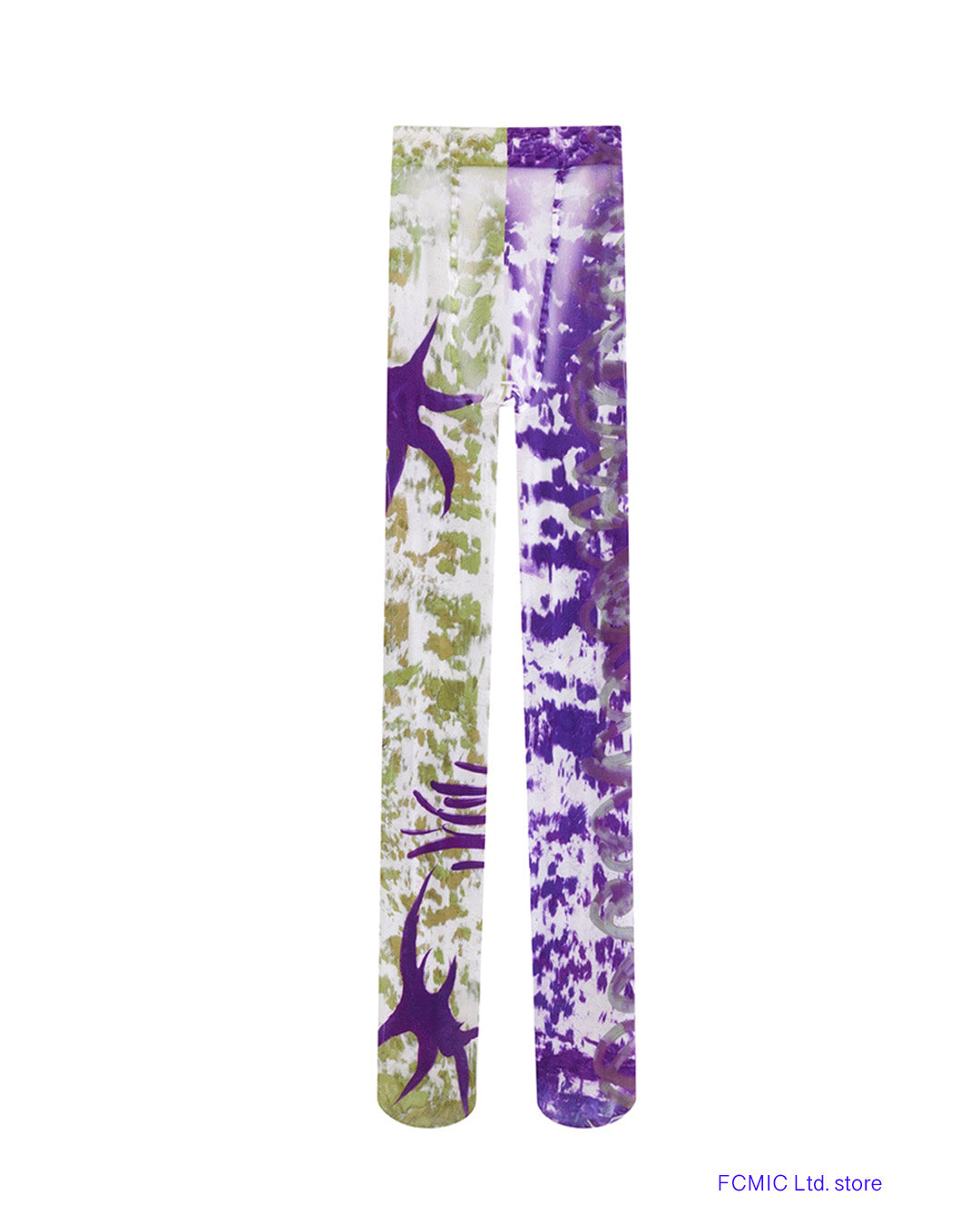 White Canvas Pollock Semi-sheer Printed Tights 01