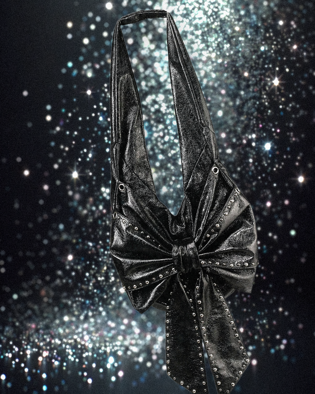 Bowknot Crossbody Metallic Black 07