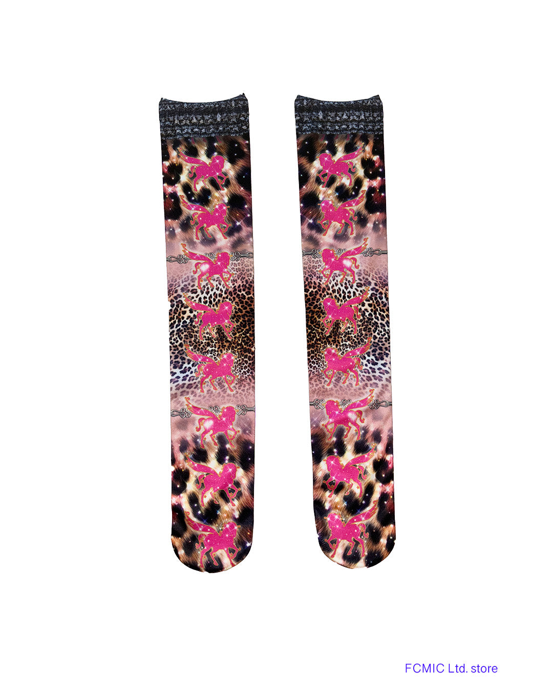 Leopard Gradient Winged HorseHigh Ankle Socks 03