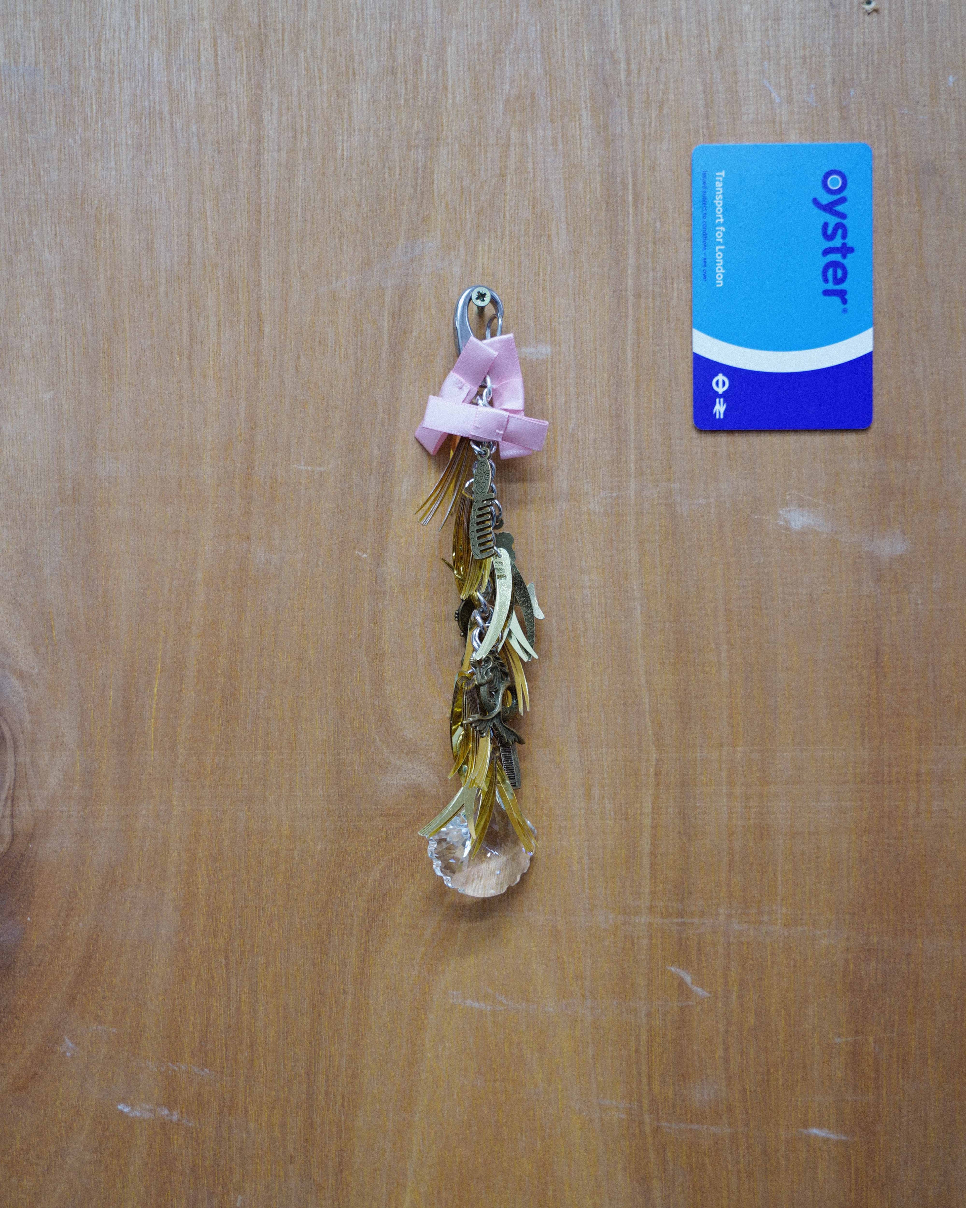 Antique Gold Metallic Feather Artisan Keychain 02