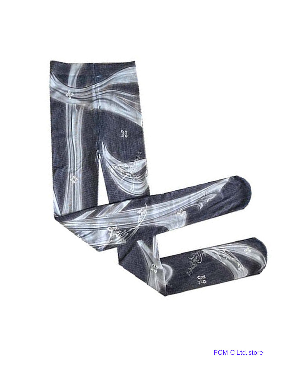 digital printed blue sheer tights flat sketch
