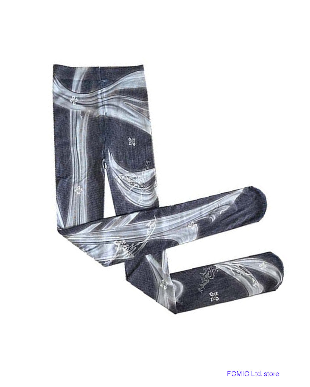 digital printed blue sheer tights flat sketch