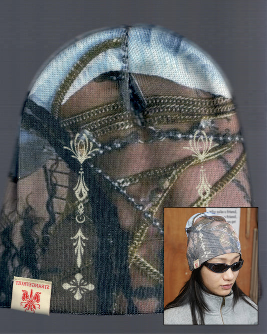 dark beige beanie hat flat plan