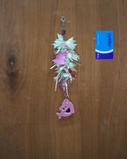Mint Mirror Ribbon Bow Artisan Keychain - Long 06