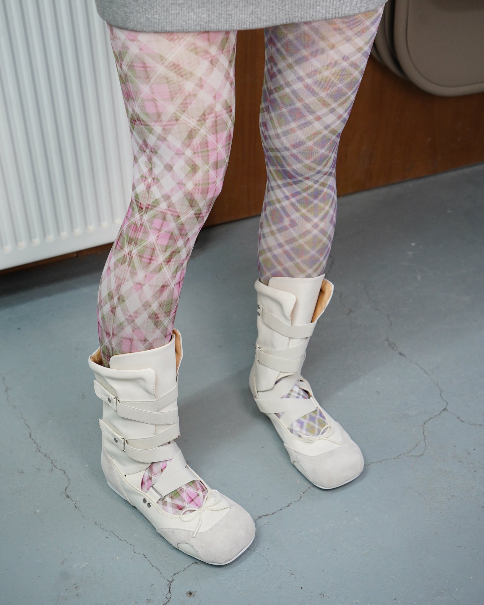 Asymmetric Argyle Cottagecore Printed Tights 02