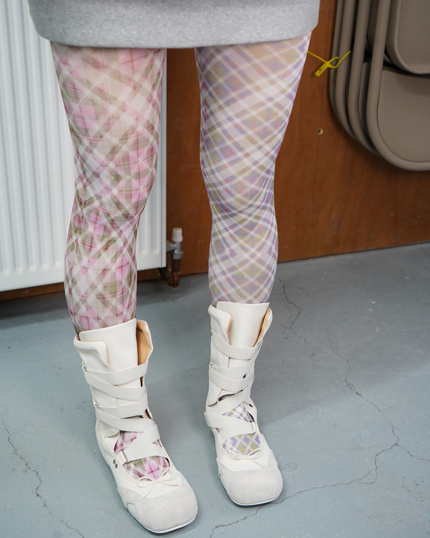 Asymmetric Argyle Cottagecore Printed Tights 02