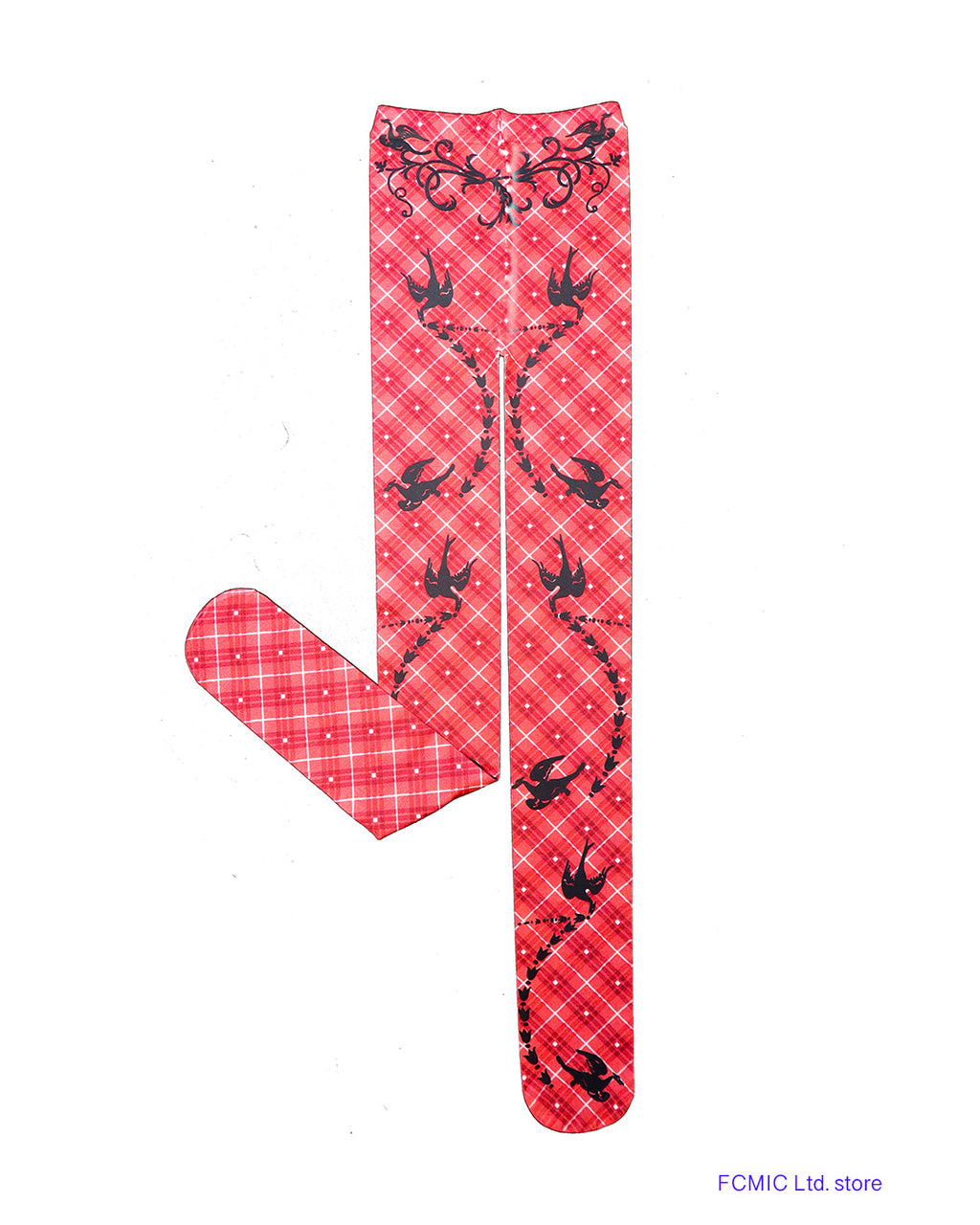 red printed tights flat sketch