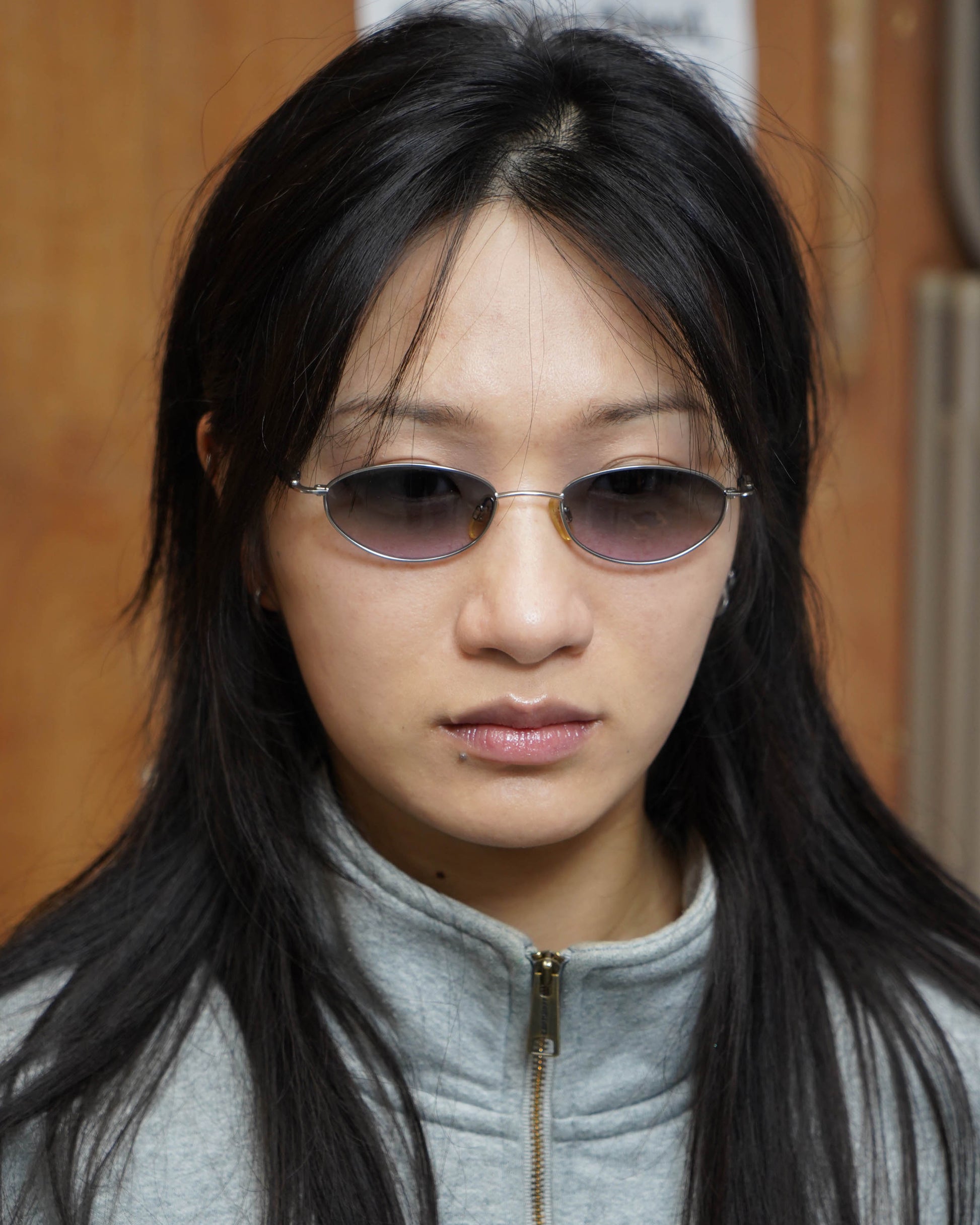 y2k sunglasses on model front side