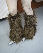 moss green leg warmers with tights and miumiu high heel sandals
