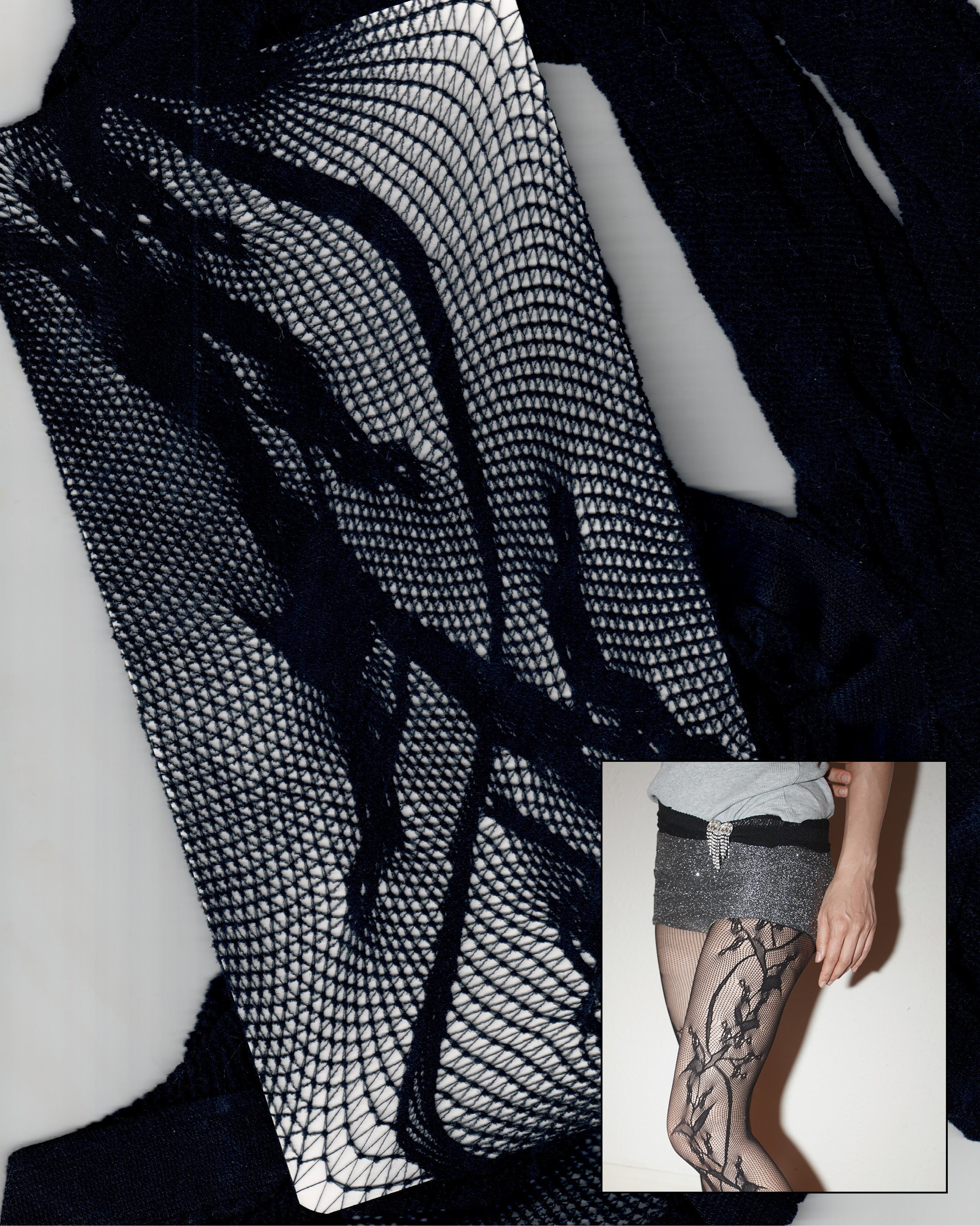 black lace tights detail