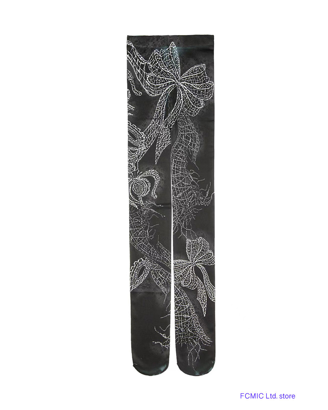 black printed sheer tights flat sketch