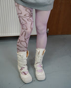 digital printed pink sheer tights with miumiu ballet boots