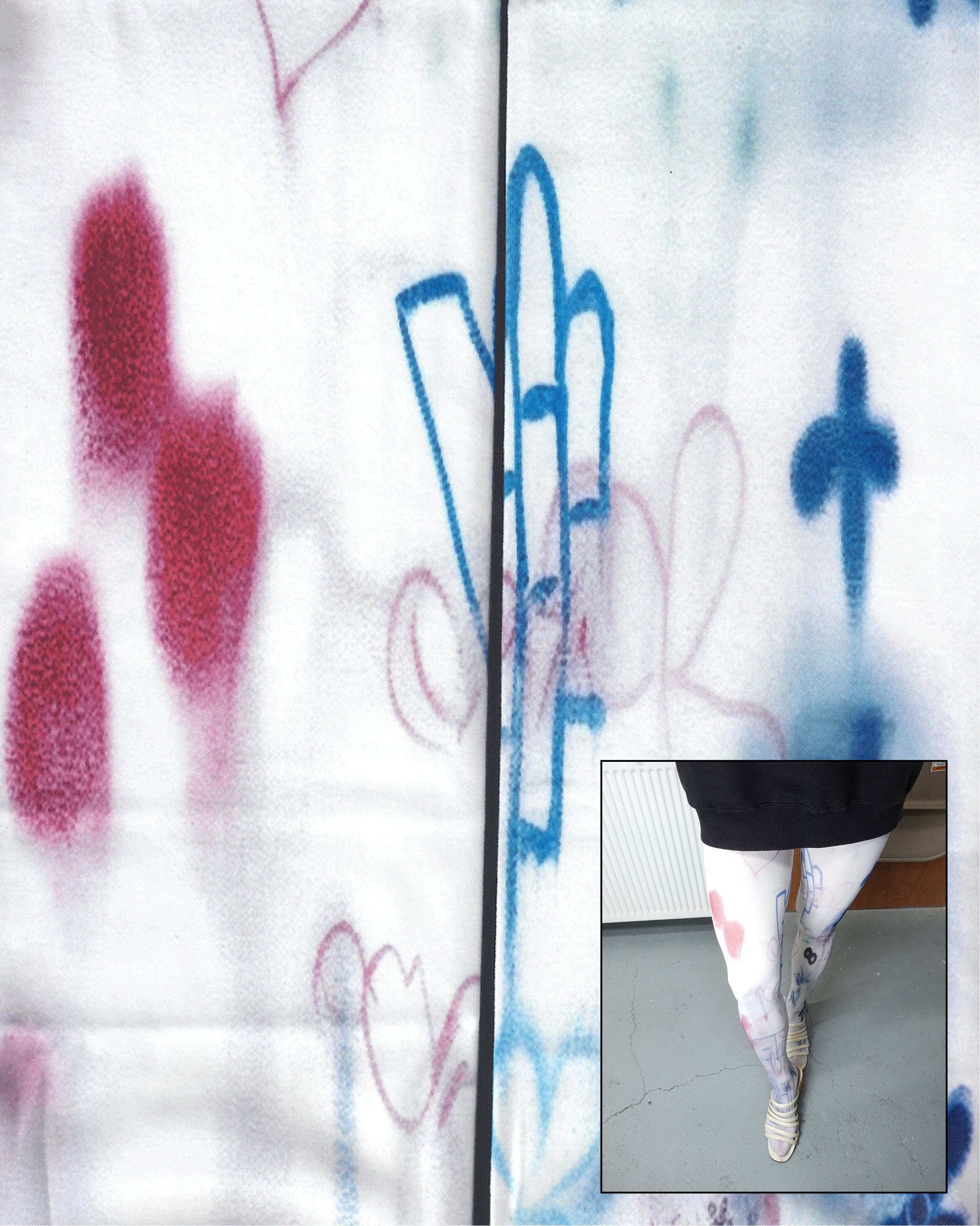 digital graffiti printed tights with full details