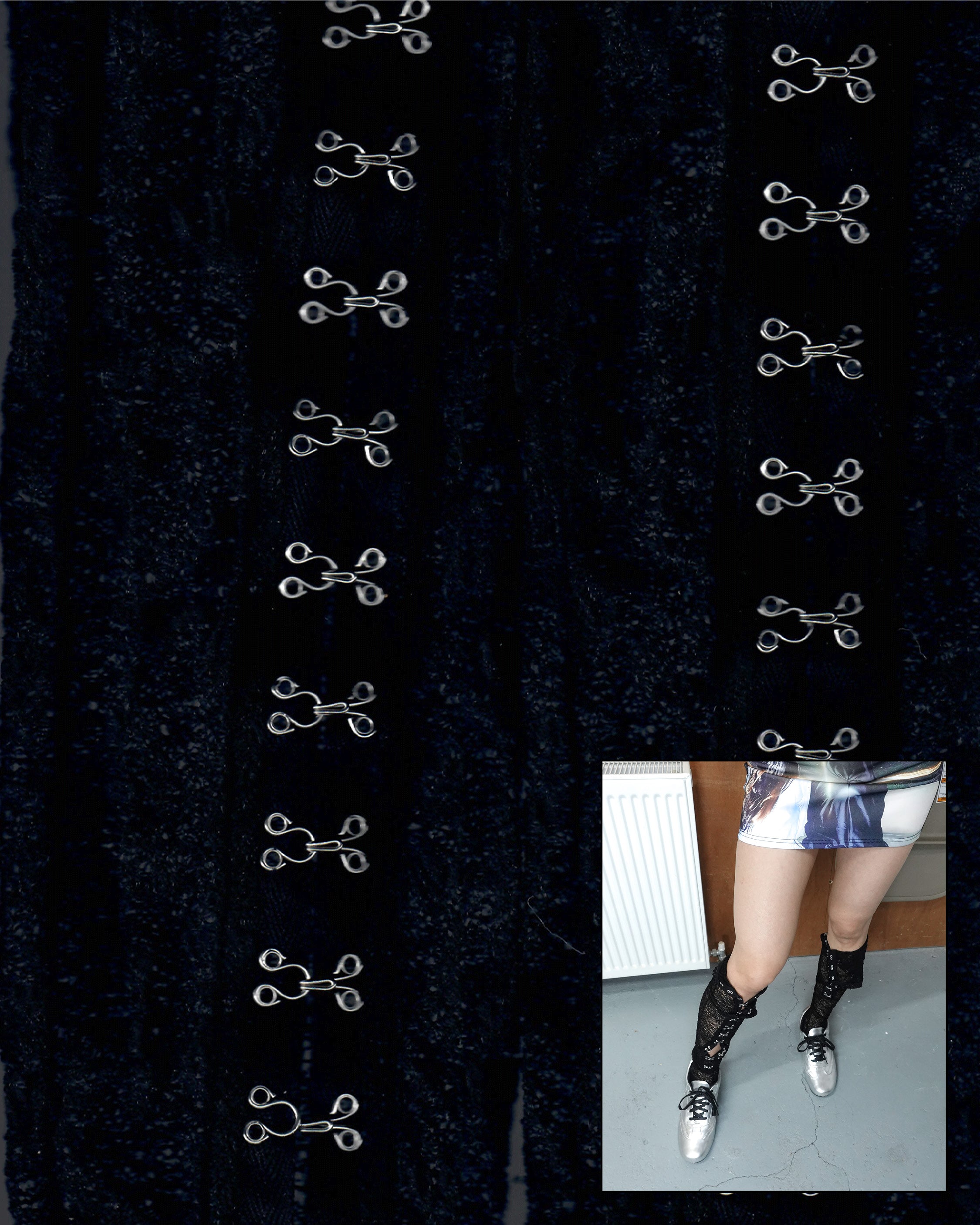 victorian mesh lace tights flat sketch