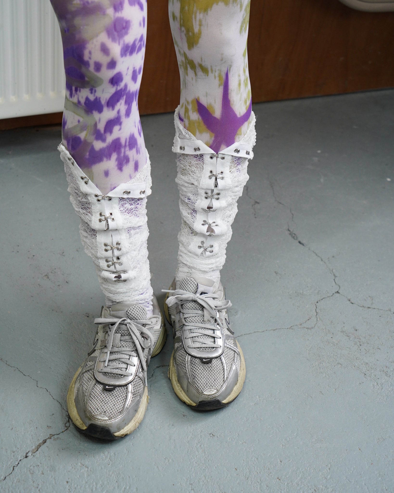 victorian mesh lace tights with nike trainers