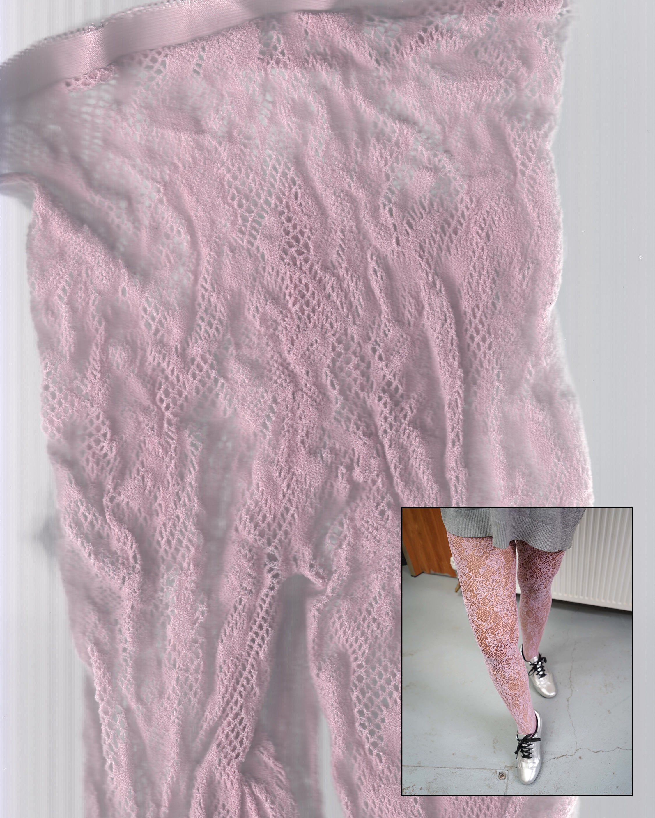 Classic Floral Pattern Puce Lace Tights 09