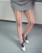 Chalk Diamond Pattern Fishnet Tights 08