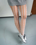 Chalk Diamond Pattern Fishnet Tights 08