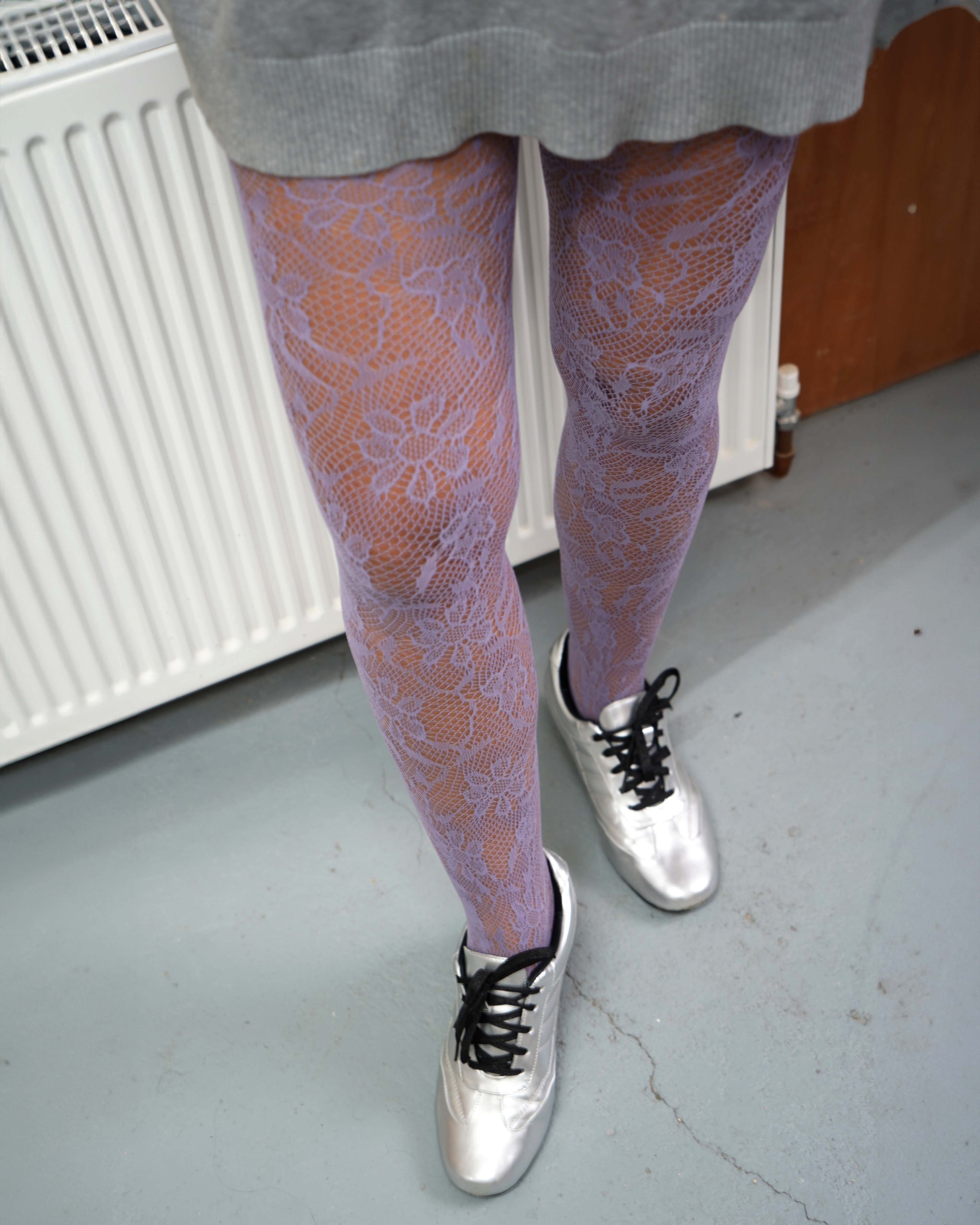 Classic Floral Pattern Cornflower Lace Tights 08