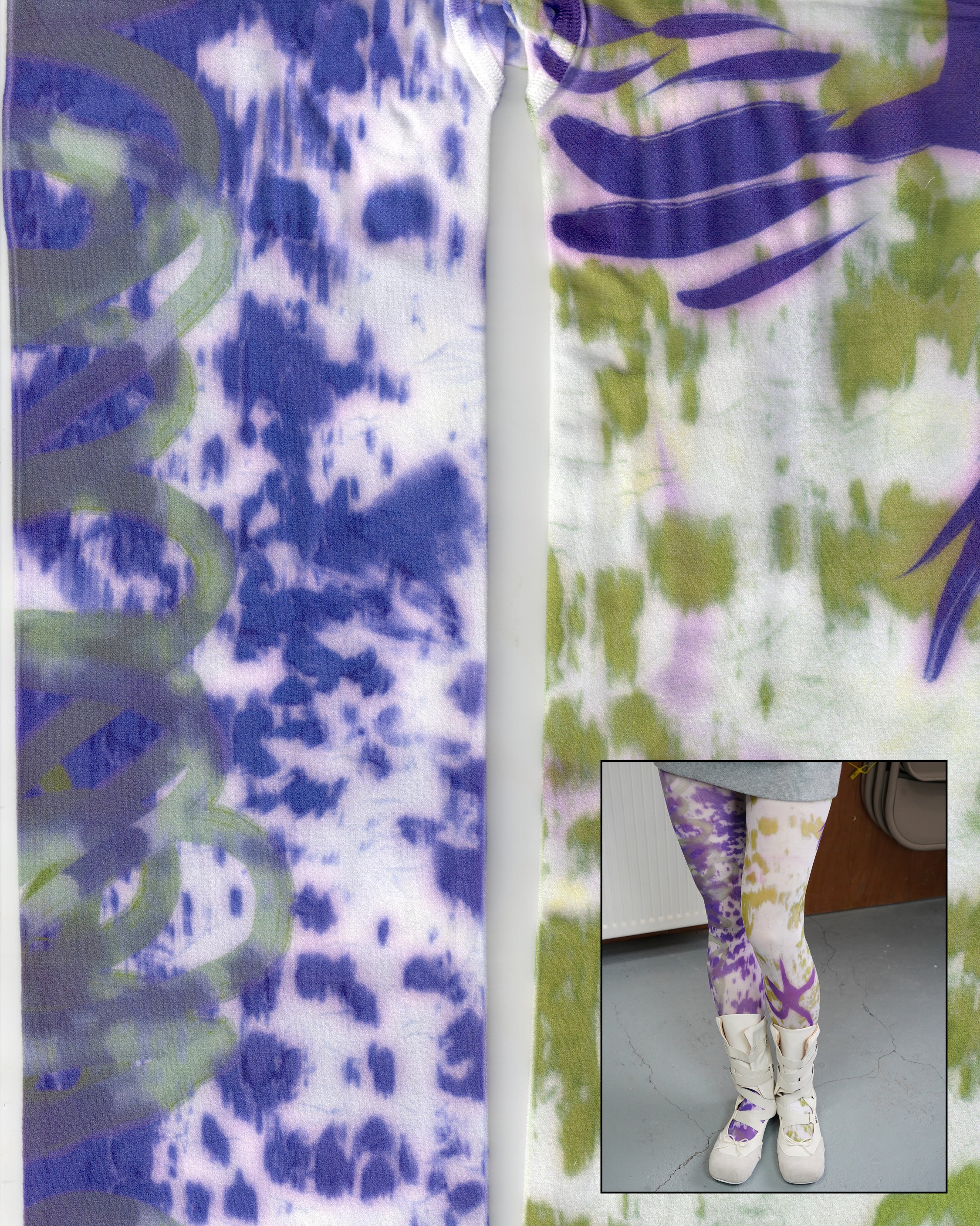 White Canvas Pollock Semi-sheer Printed Tights 01