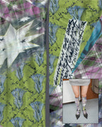 Asymmetric Argyle Manga High Ankle Socks 02