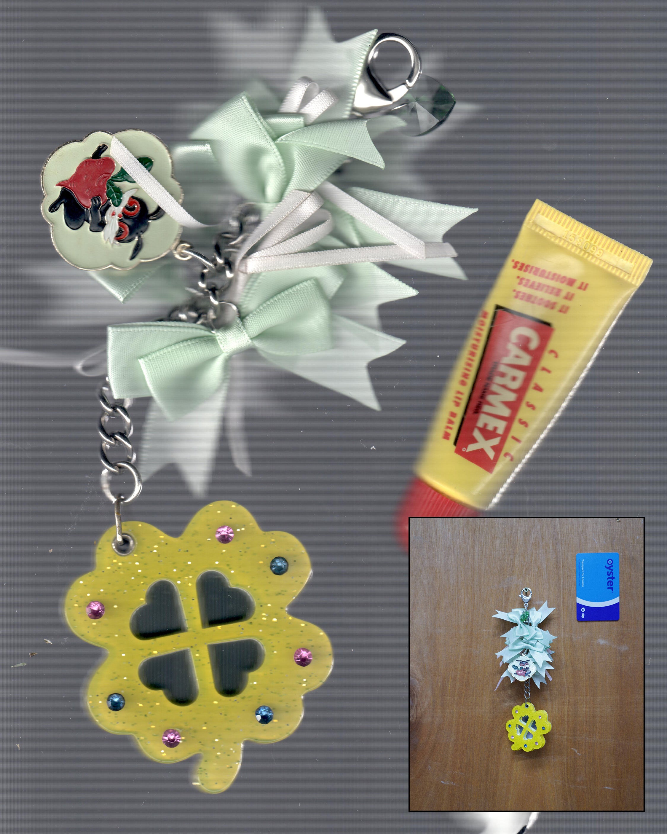 Mint Mirror Ribbon Bow Artisan Keychain 09