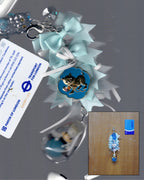 Baby Blue Drip Ribbon Bow Artisan Keychain 08