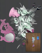 Mint Mirror Ribbon Bow Artisan Keychain - Long 06